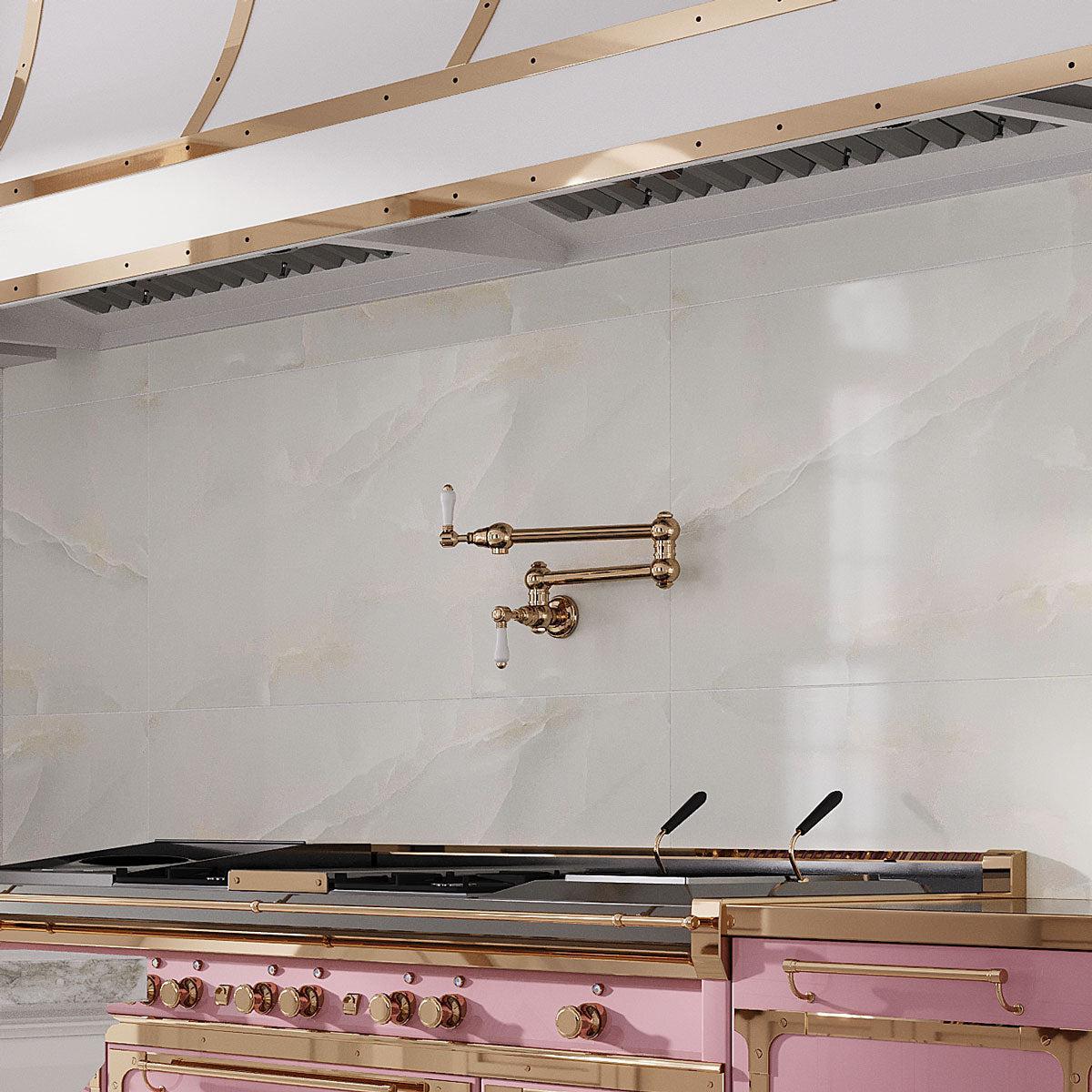 Emporio White Onyx Large-Format Porcelain Tile 24x48 | Tile Club