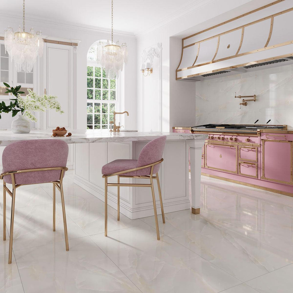 Emporio White Onyx Large-Format Porcelain Tile 24x48 | Tile Club