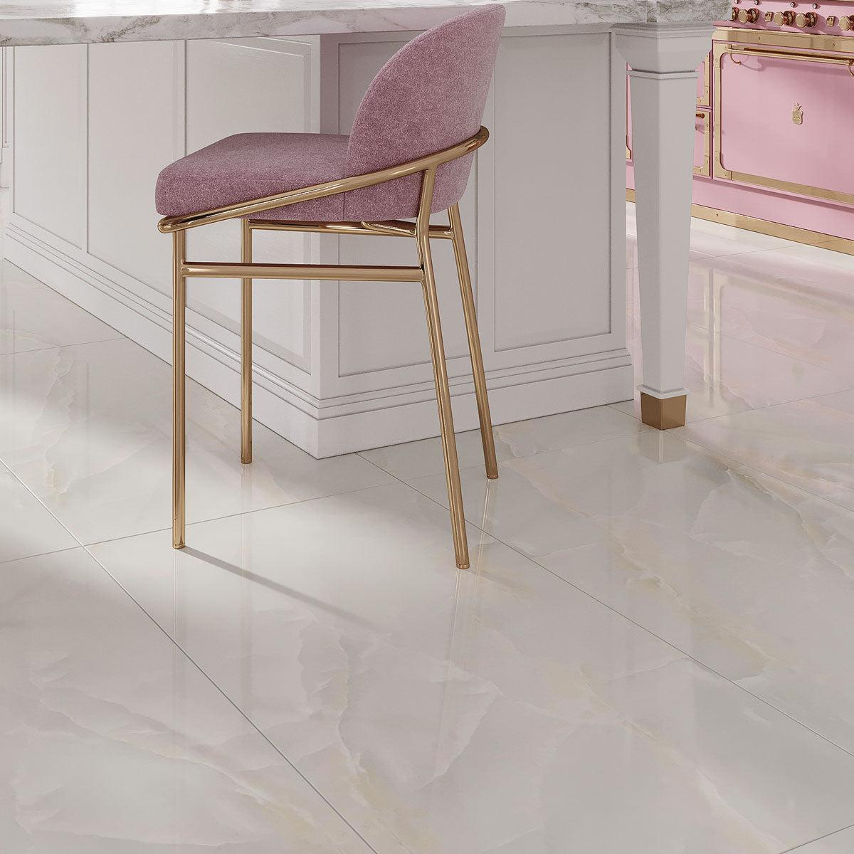 Emporio White Onyx Large-Format Porcelain Tile 24x48 | Tile Club
