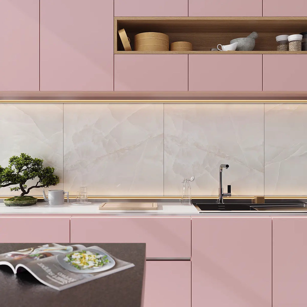 Emporio White Onyx Large-Format Porcelain Tile 36x36 | Tile Club