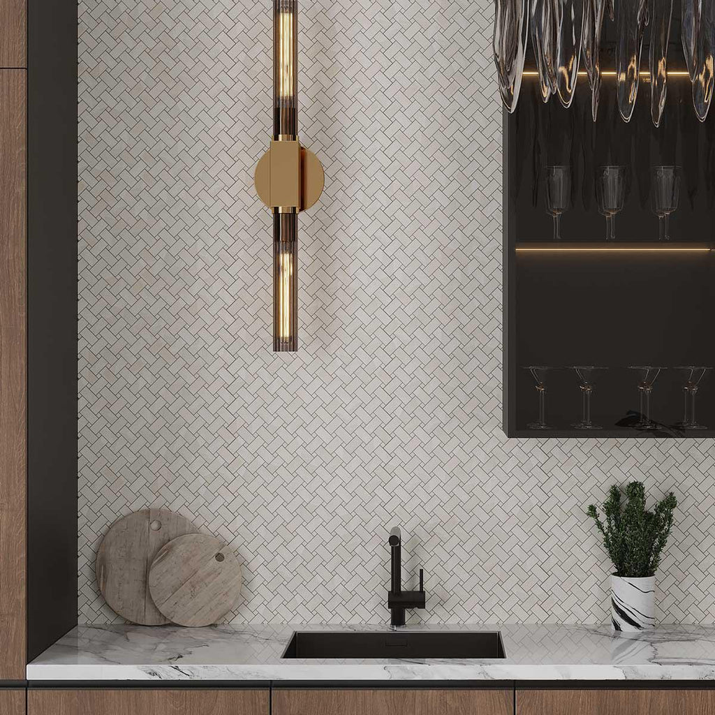 Emporio White Onyx Porcelain Mosaic Tile | Tile Club