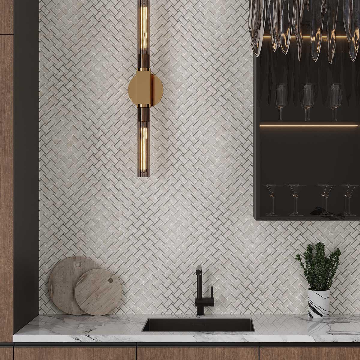 Emporio White Onyx Porcelain Mosaic Tile | Tile Club