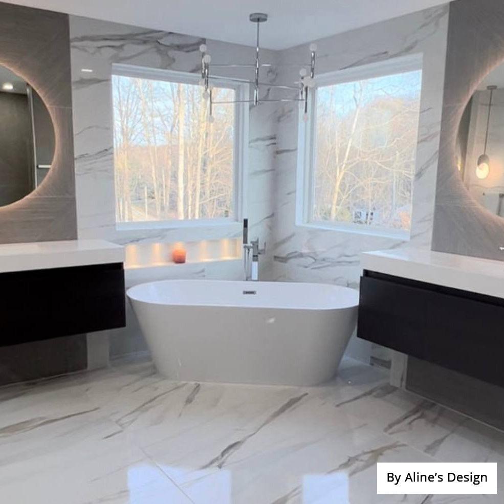 Porcelain tile tub surround modern bathroom