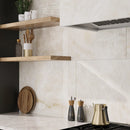 Emporio Quartz Cream 24x48 Porcelain Tile Slab Backsplash