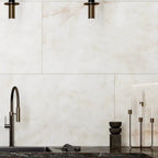 Emporio Quartz White 24x48 Porcelain Tile Slab-style Backsplash
