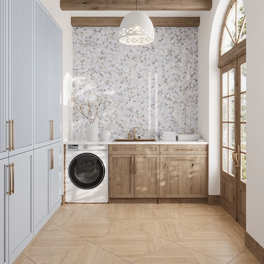 Emporio Soft Blue Onyx Porcelain Mosaic Tile | Tile Club