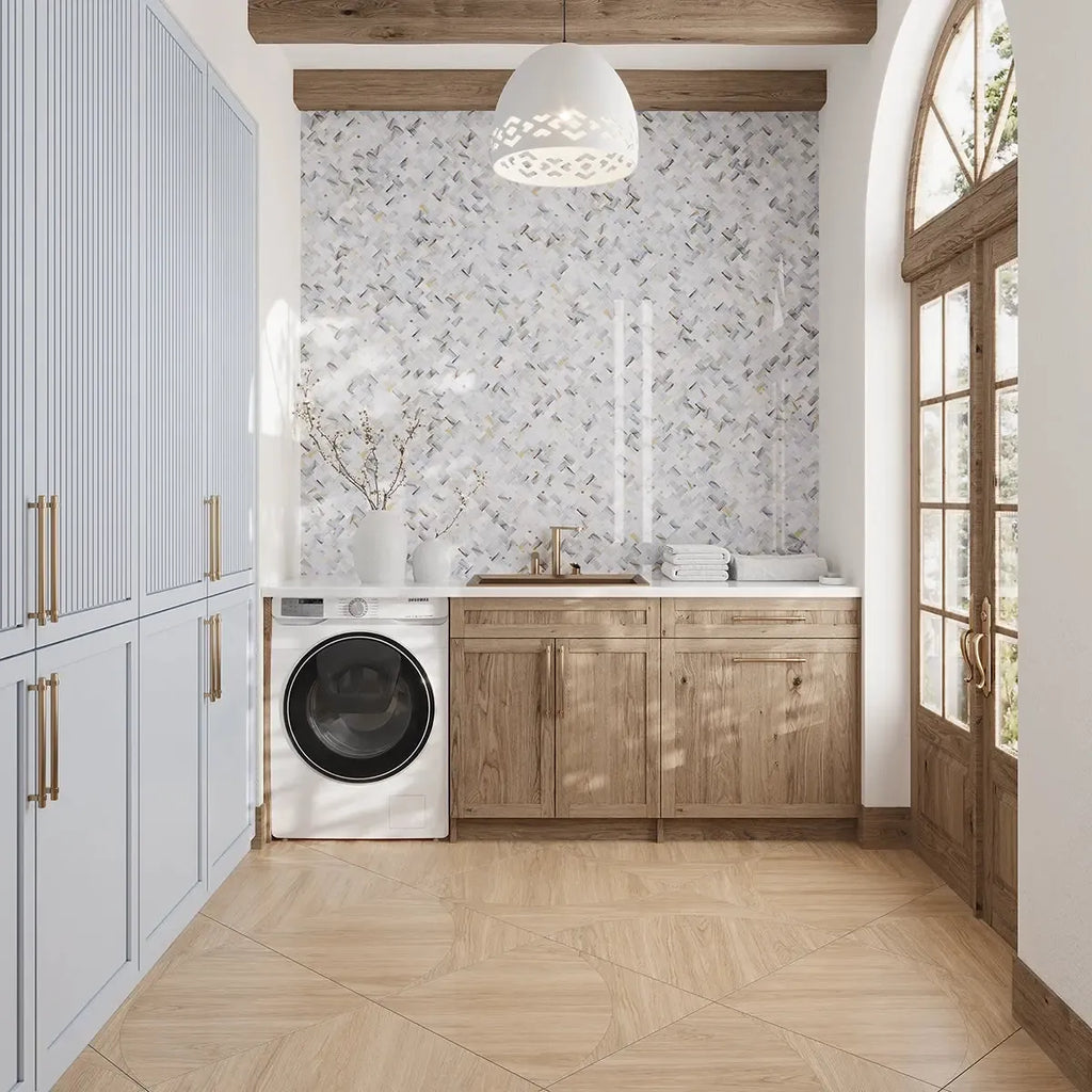 Emporio Soft Blue Onyx Porcelain Mosaic Tile | Tile Club