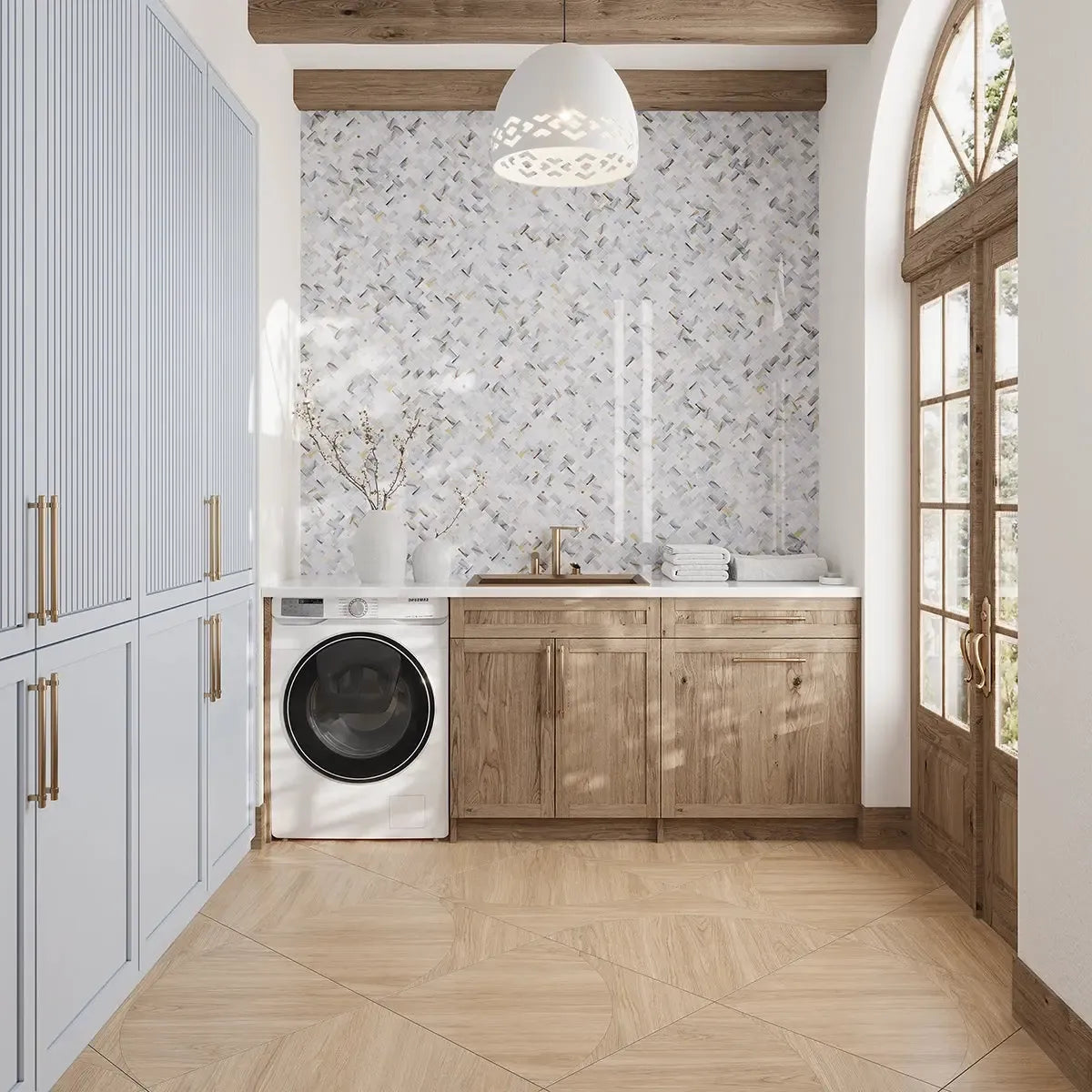 Emporio Soft Blue Onyx Porcelain Mosaic Tile | Tile Club