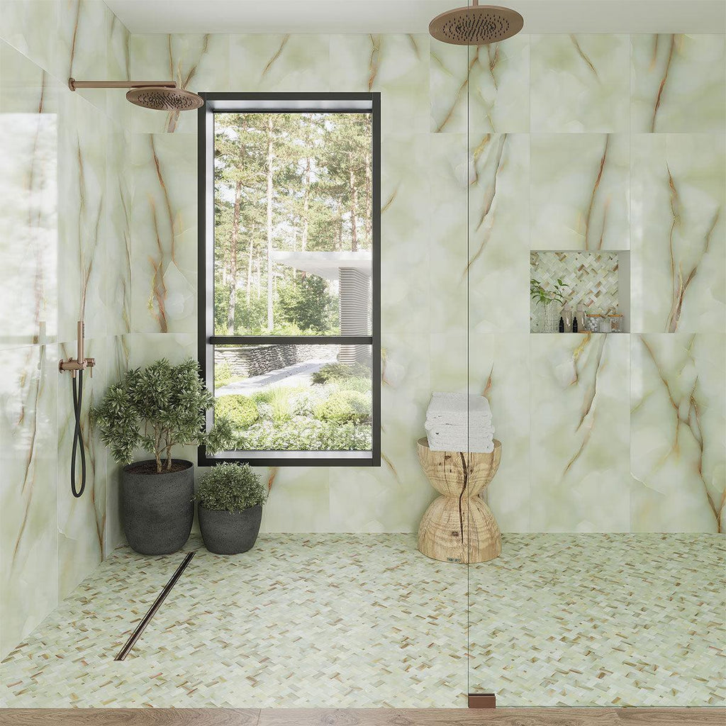 Emporio Soft Jade Onyx Porcelain Mosaic Tile | Tile Club