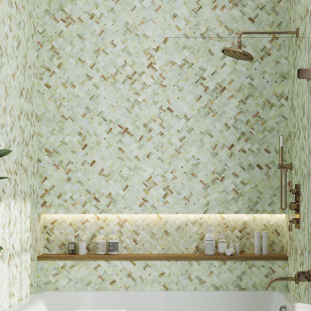 Emporio Soft Jade Onyx Porcelain Mosaic Tile | Floors, Walls, Pools