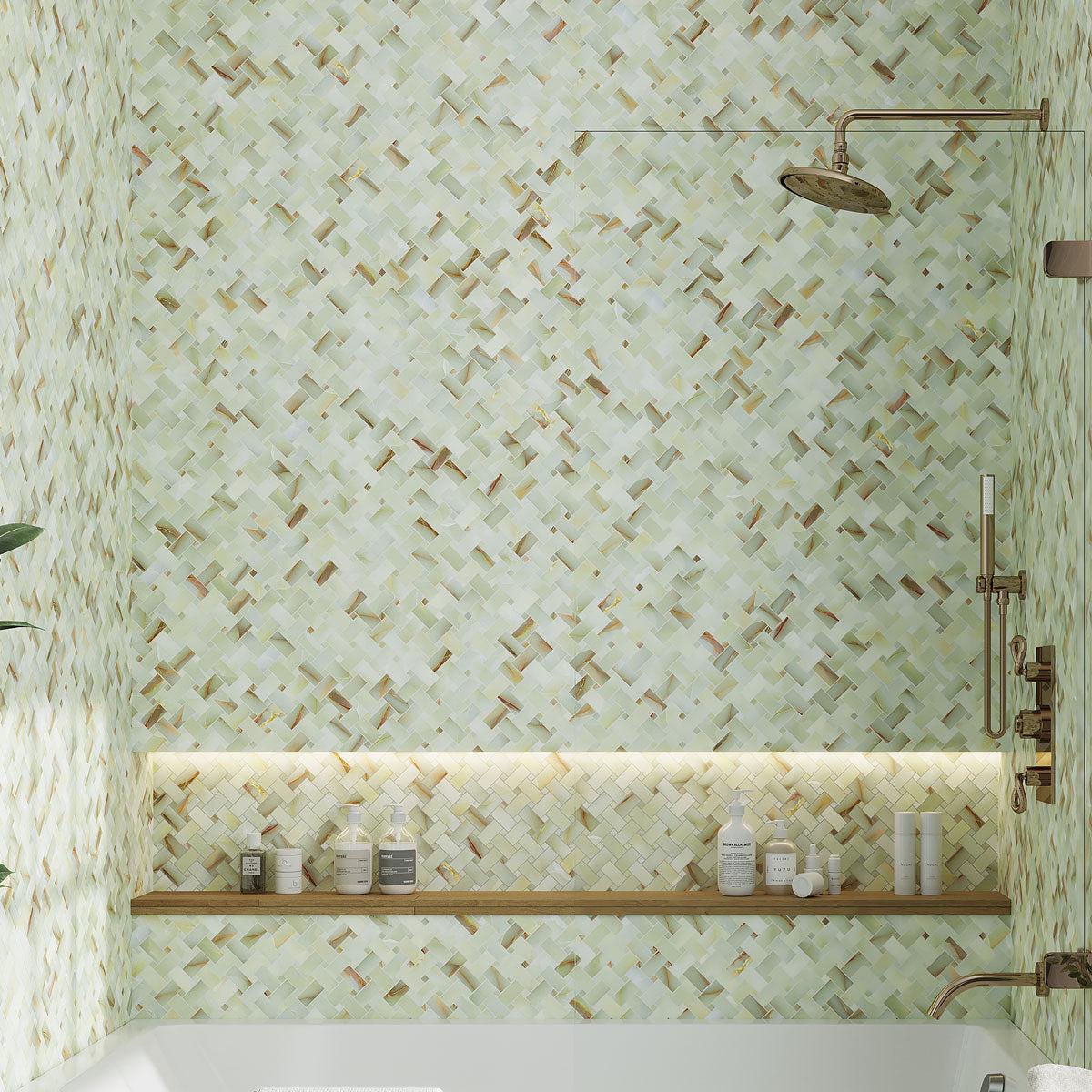 Emporio Soft Jade Onyx Porcelain Mosaic Tile | Tile Club