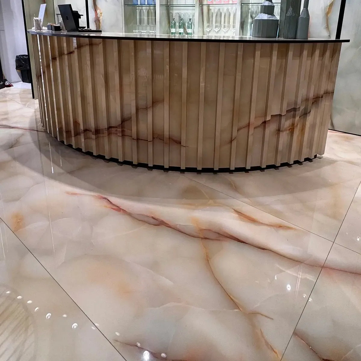 Emporio Soft Peach Onyx Large Format Porcelain Tile 24x48 | Tile Club