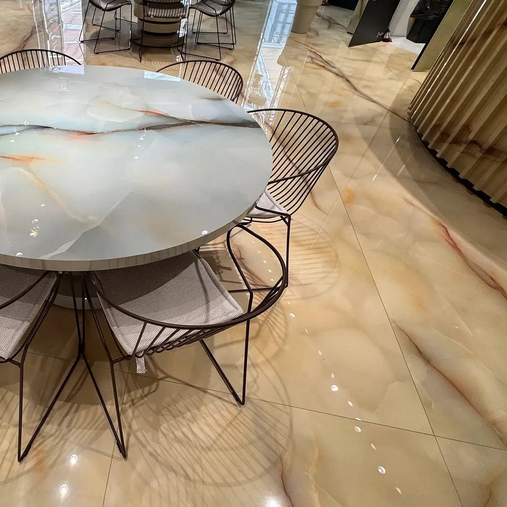 Emporio Soft Peach Onyx Large Format Porcelain Tile 24x48 | Tile Club