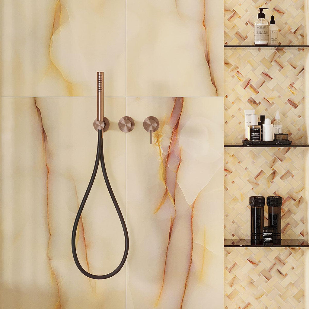 Emporio Soft Peach Onyx Porcelain Mosaic Tile | Tile Club