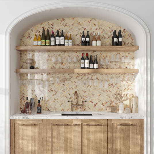 Emporio Soft Peach Onyx Porcelain Mosaic Tile | Tile Club