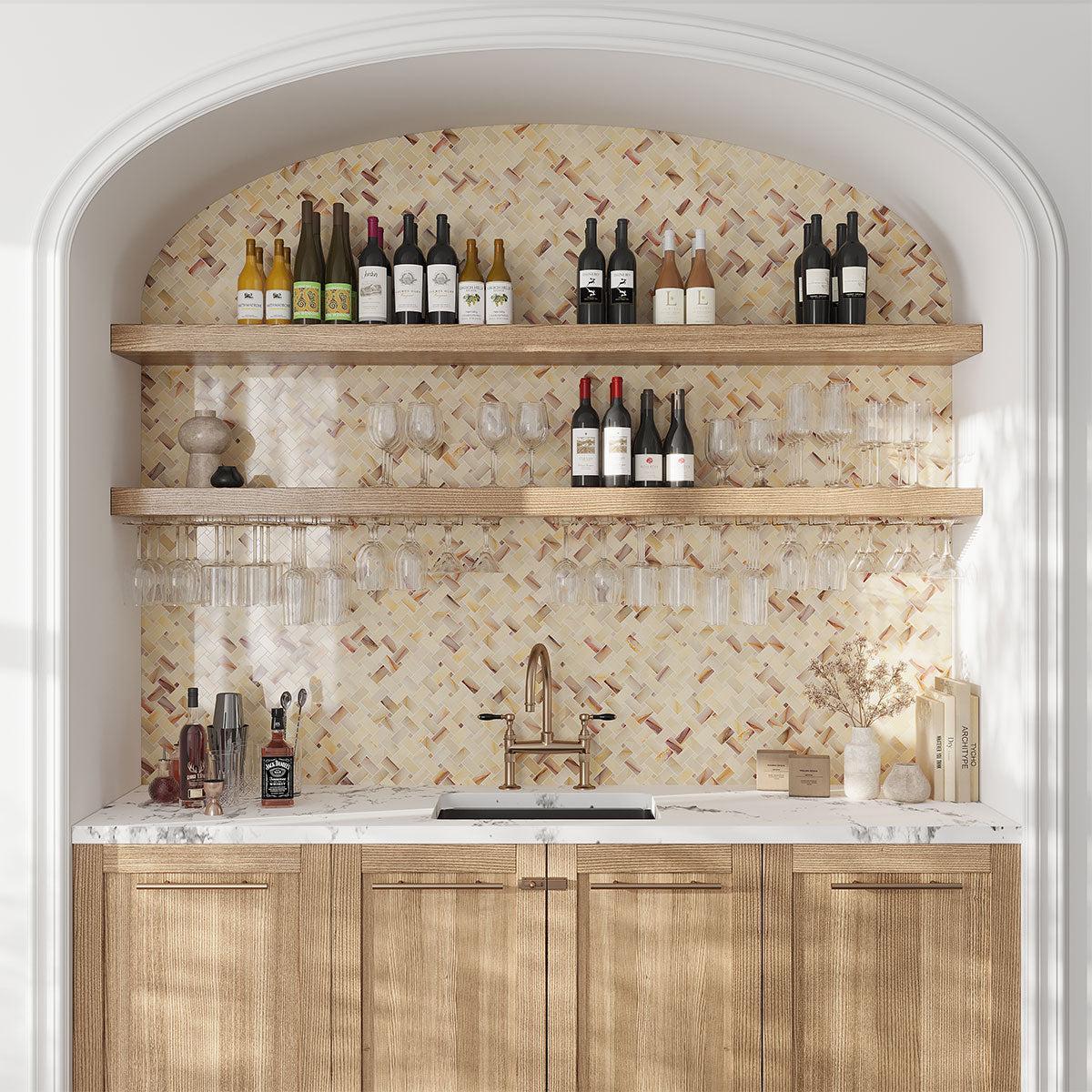 Emporio Soft Peach Onyx Porcelain Mosaic Tile | Tile Club