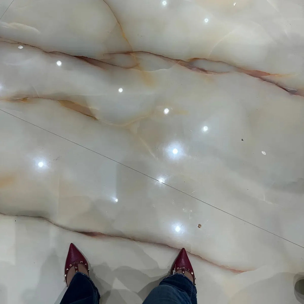 Emporio Soft White Onyx Large Format Porcelain Tile 24x48 | Tile Club