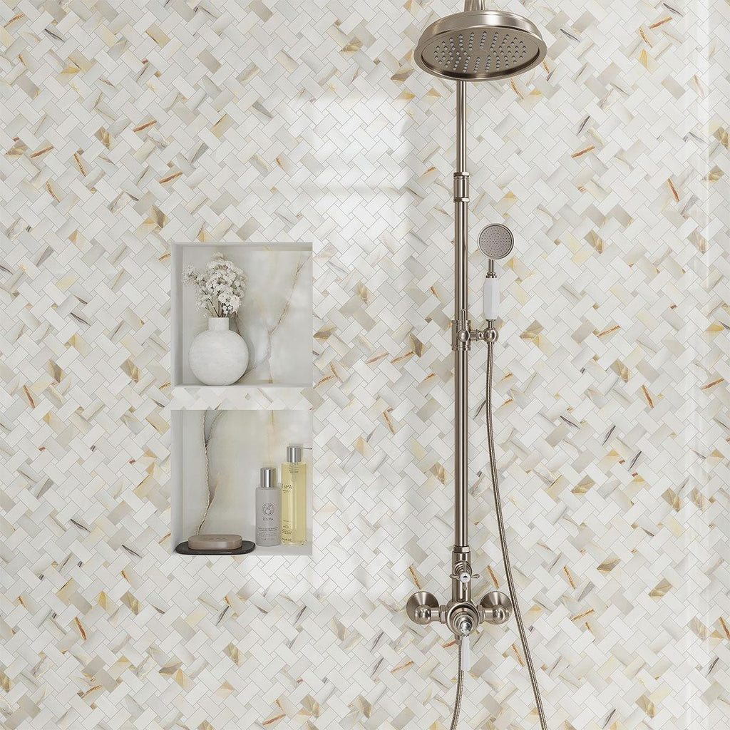 Emporio Soft White Onyx Porcelain Mosaic Tile | Tile Club