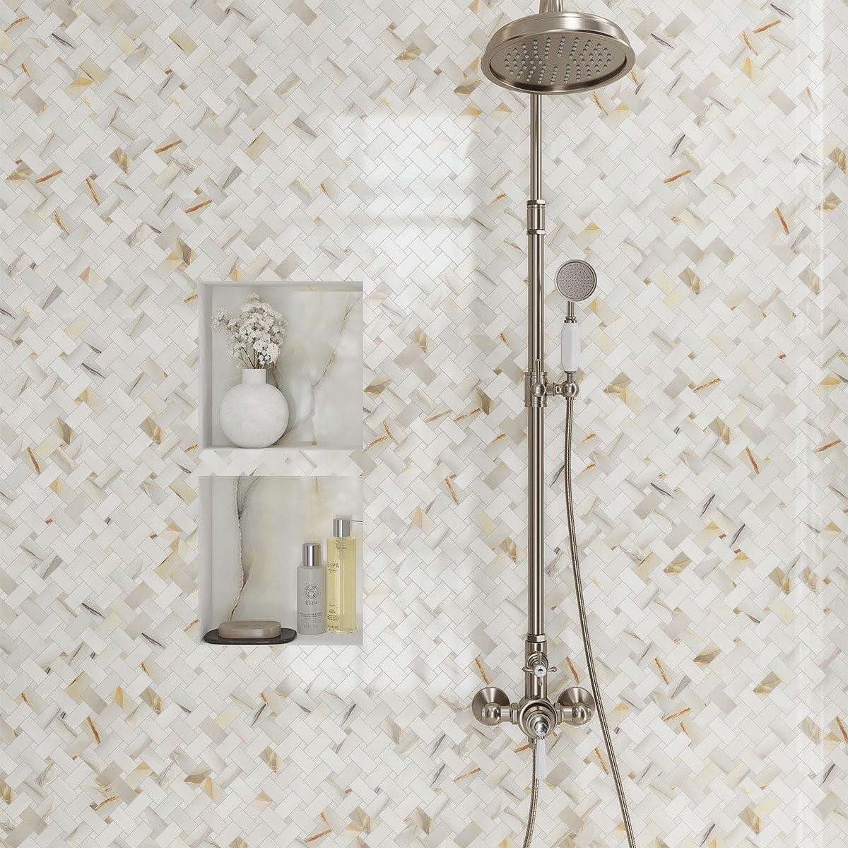 Emporio Soft White Onyx Porcelain Mosaic Tile | Tile Club