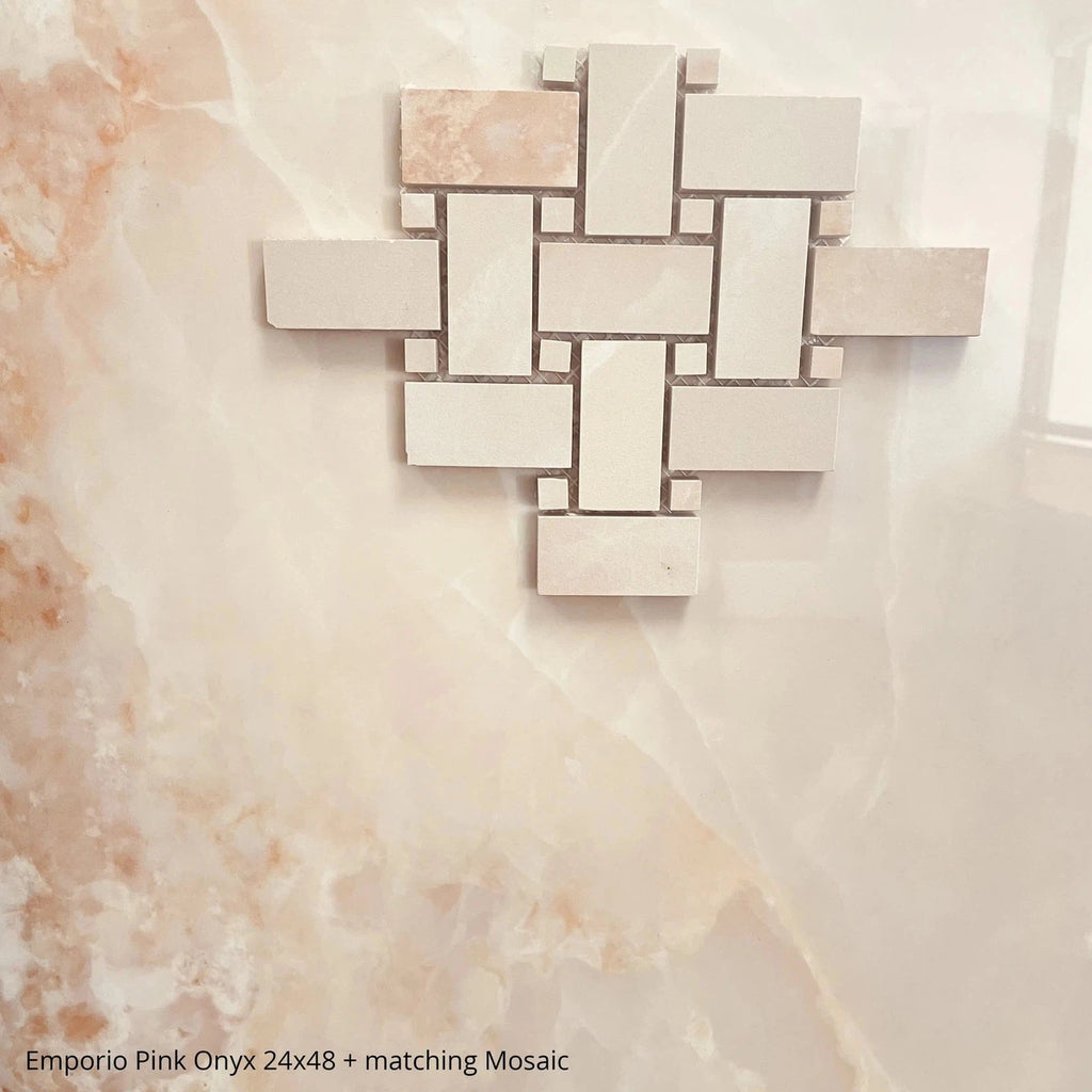 Emporio Pink Onyx Porcelain Mosaic Tile | Tile Club