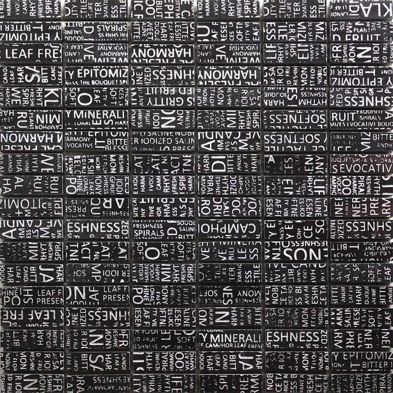 Engraved Inspiration Black & Silver Marble Mosaic Tile Sample