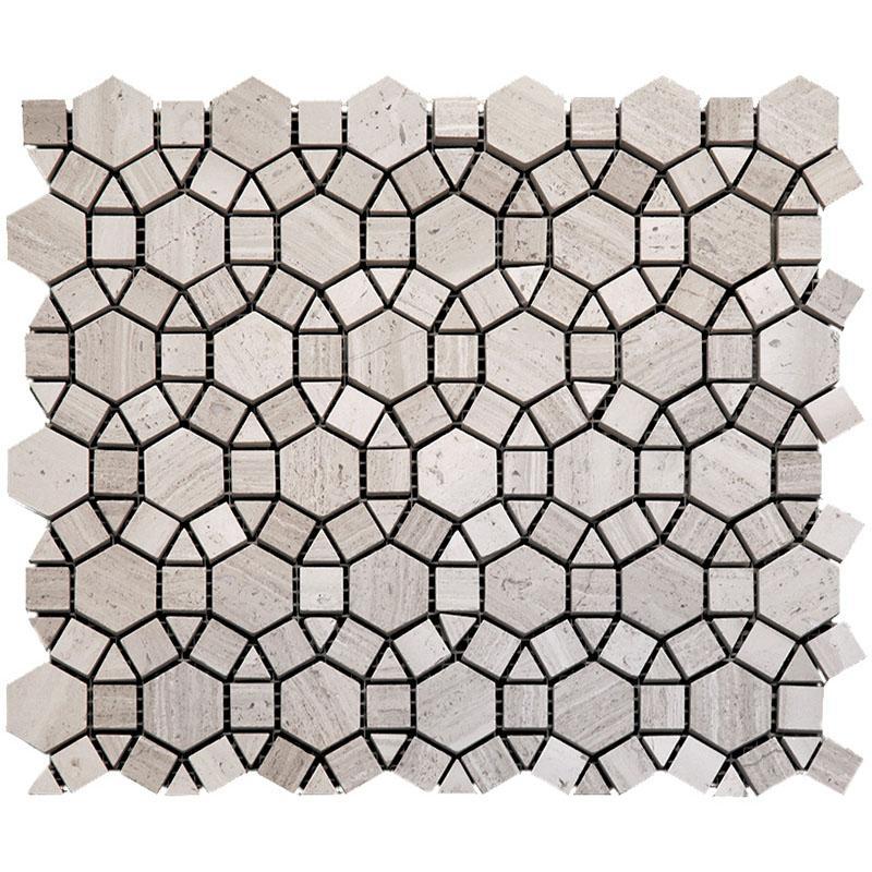 Enigma Wooden Beige Marble Mosaic Tile Sample