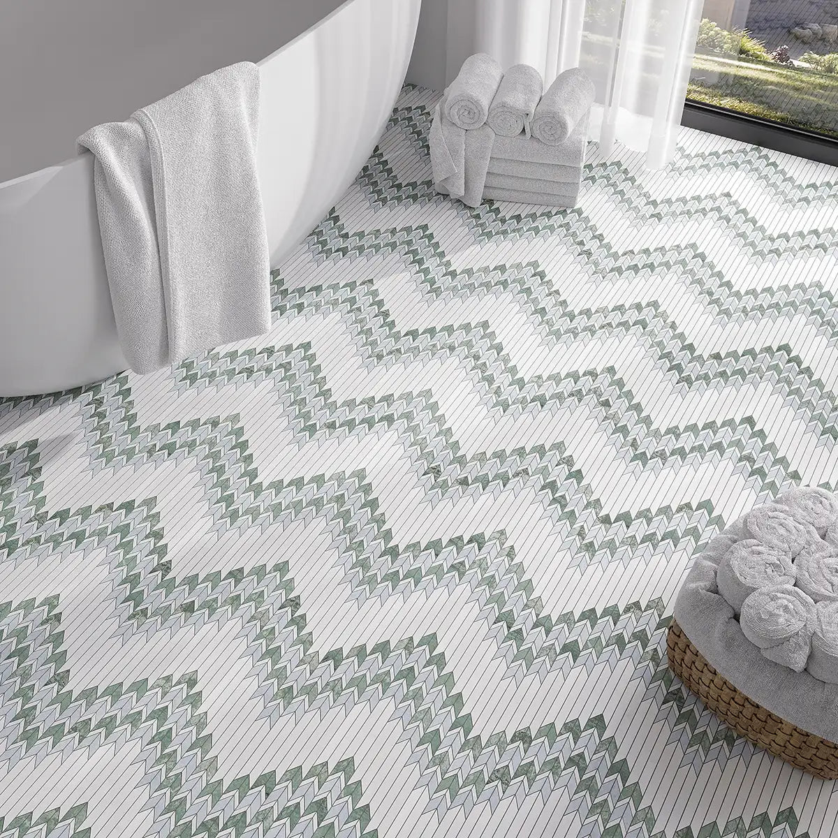 Envy Fletching Green Marble Mosaic Tile | Tile Club