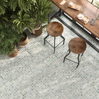 Envy Green and White Basketweave Mosaic Tile | Tile Club