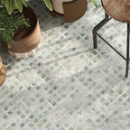 Envy Green and White Basketweave Mosaic Tile | Tile Club
