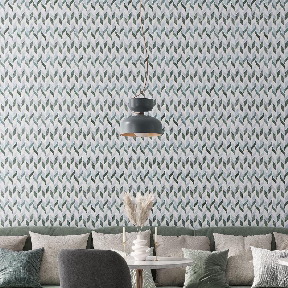 Envy Green and White Leaf Marble Mosaic Tile | Tile Club