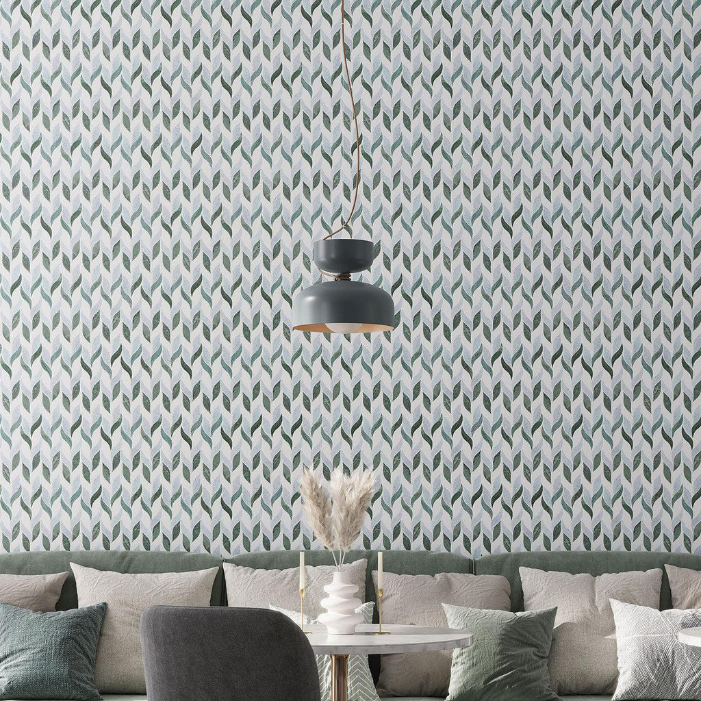 Envy Green and White Leaf Marble Mosaic Tile | Tile Club
