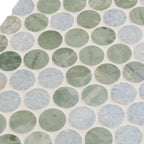 Envy Green and Blue Marble Penny Round Tile | Tile Club