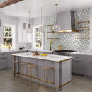 Elegant kitchen with patterned backsplash tile 