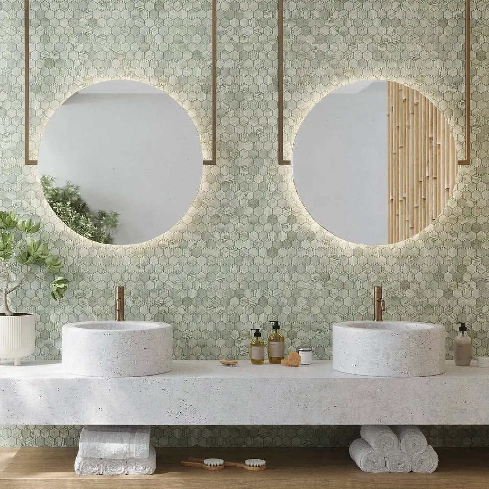 Green Marble Tile Bathroom