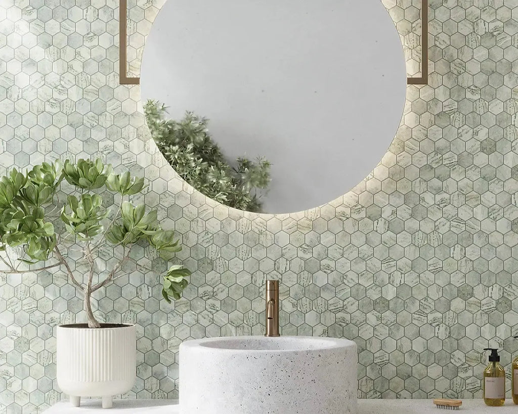 Envy Green Marble Hexagon Mosaic Tile | Tile Club