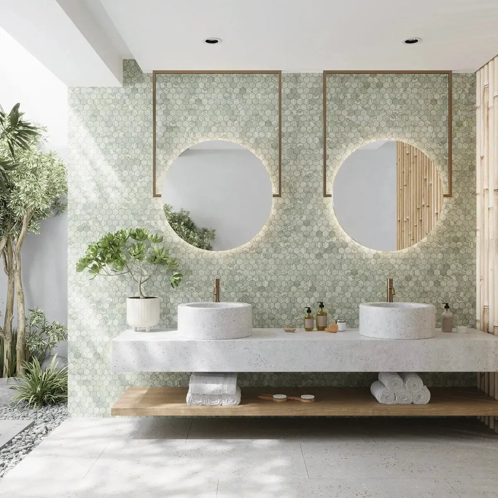 Envy Green Marble Hexagon Mosaic Tile | Tile Club