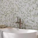 Envy Green & White Marble Hexagon Mosaic Tile | Tile Club