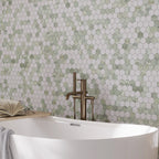 Envy Green & White Marble Hexagon Mosaic Tile | Tile Club