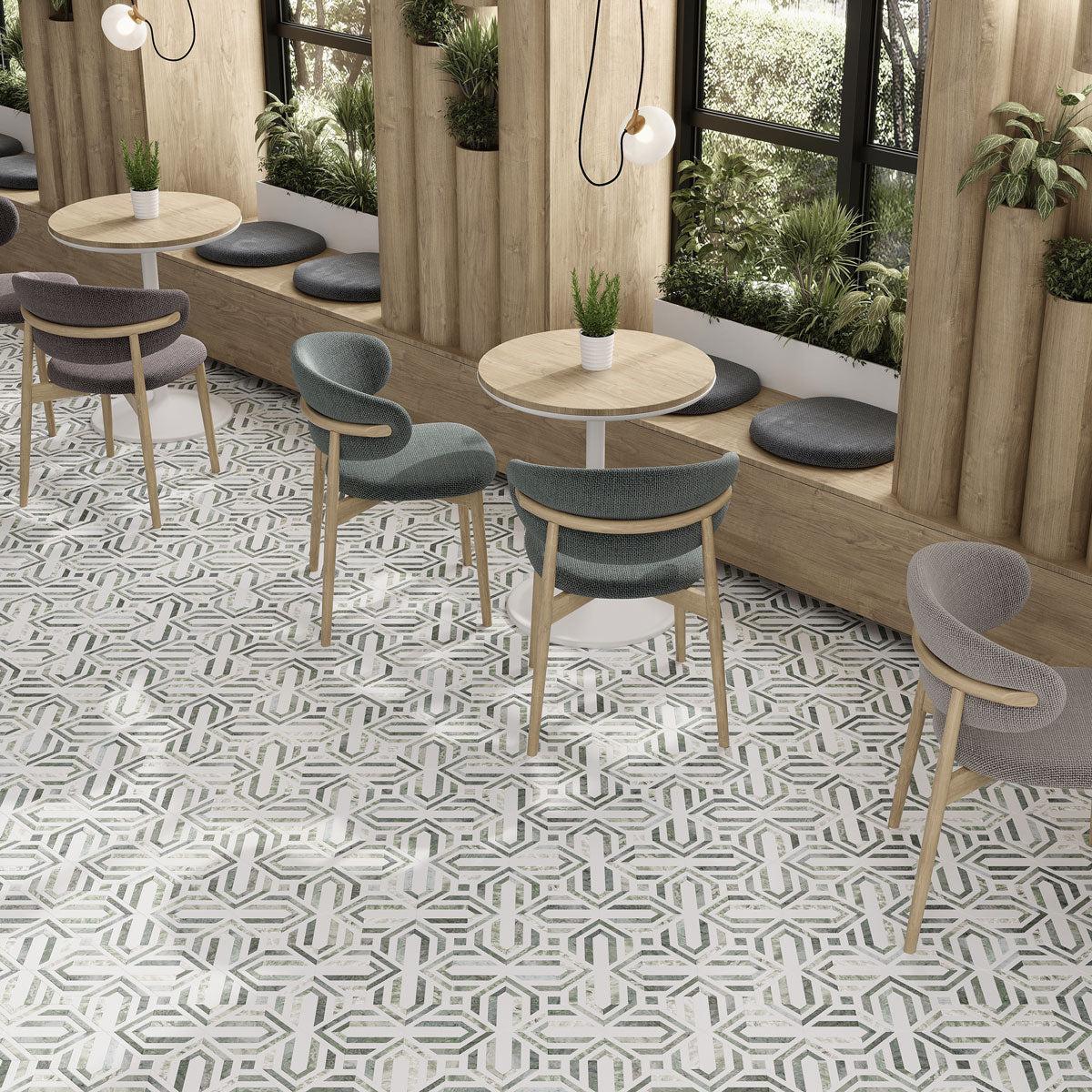 Envy Trinity Green Marble Geometric Mosaic Tile | Tile Club