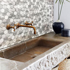 Gray and white equator marble hexagon mosaic tile