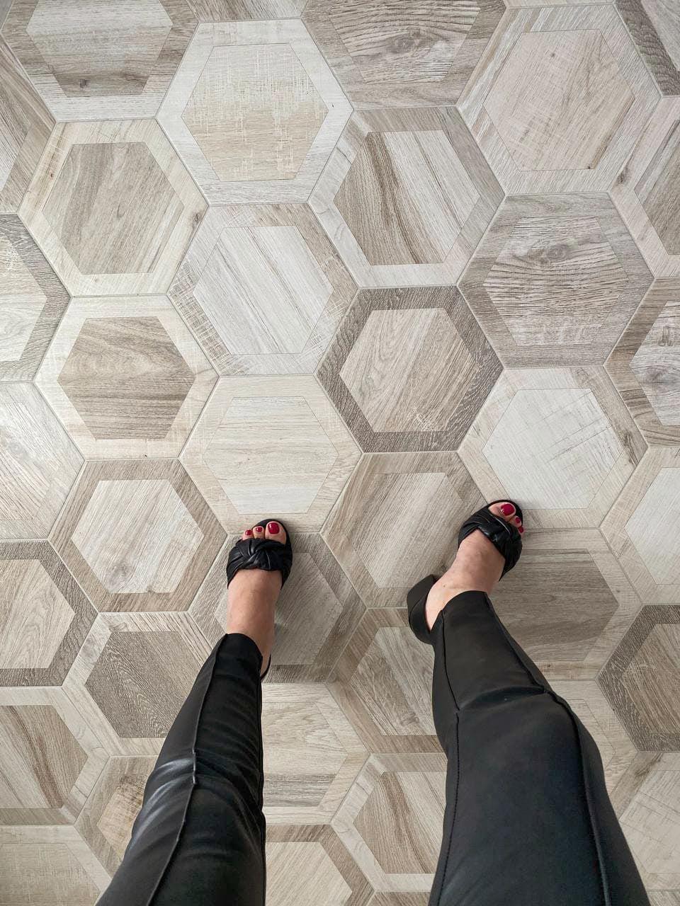 White Wood Look Hexagon Porcelain Tile Floor from Tile Club