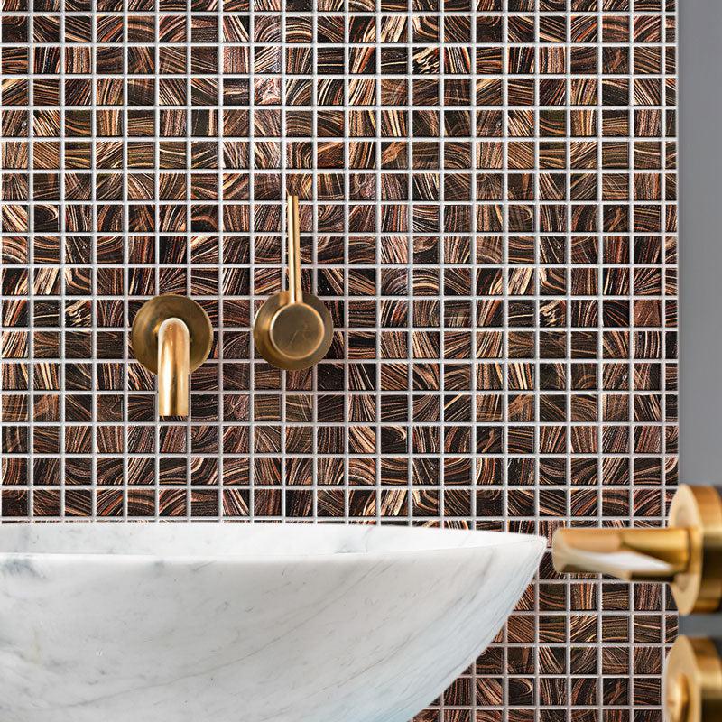 Espresso Shimmer Mixed Squares Glass Pool Tile