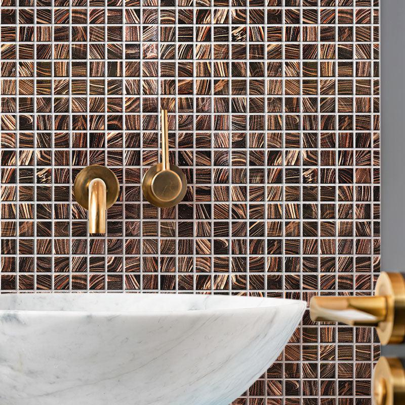 Espresso Shimmer Mixed Squares Glass Pool Tile | Tile Club