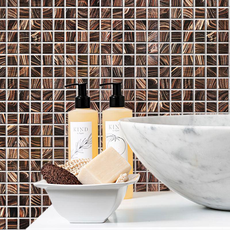 Espresso Shimmer Mixed Squares Glass Pool Tile | Tile Club