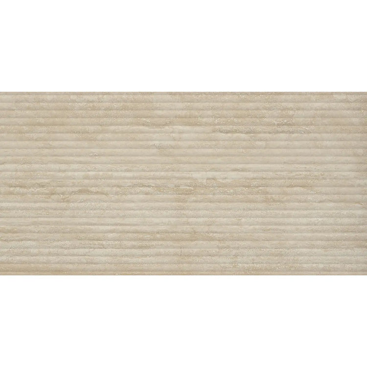 Eterica Fluted Sand Travertine 24x48 Porcelain Tile