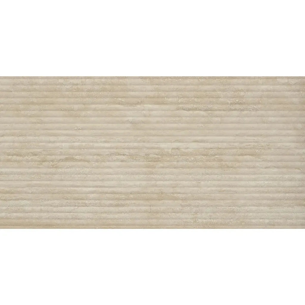 Eterica Fluted Sand Travertine 24x48 Porcelain Tile