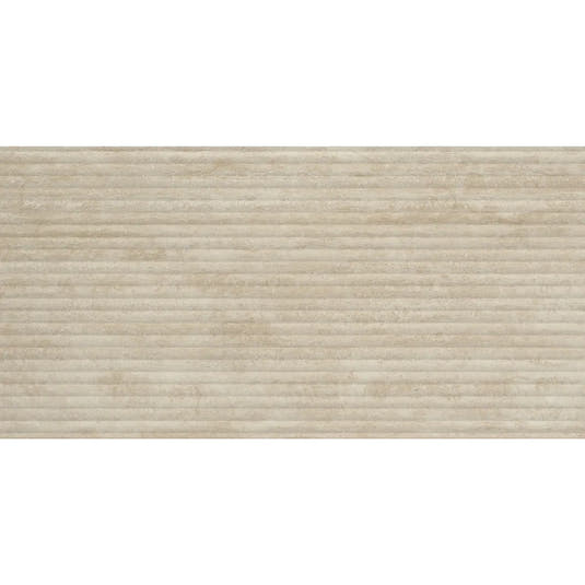 Eterica Fluted Sand Travertine 24x48 Porcelain Tile | Tile Club