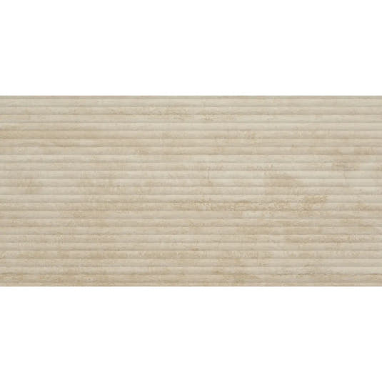 Eterica Fluted Sand Travertine 24x48 Porcelain Tile | Tile Club