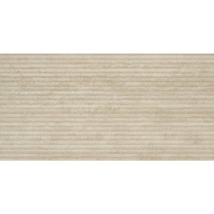Eterica Fluted Sand Travertine 24x48 Porcelain Tile | Tile Club