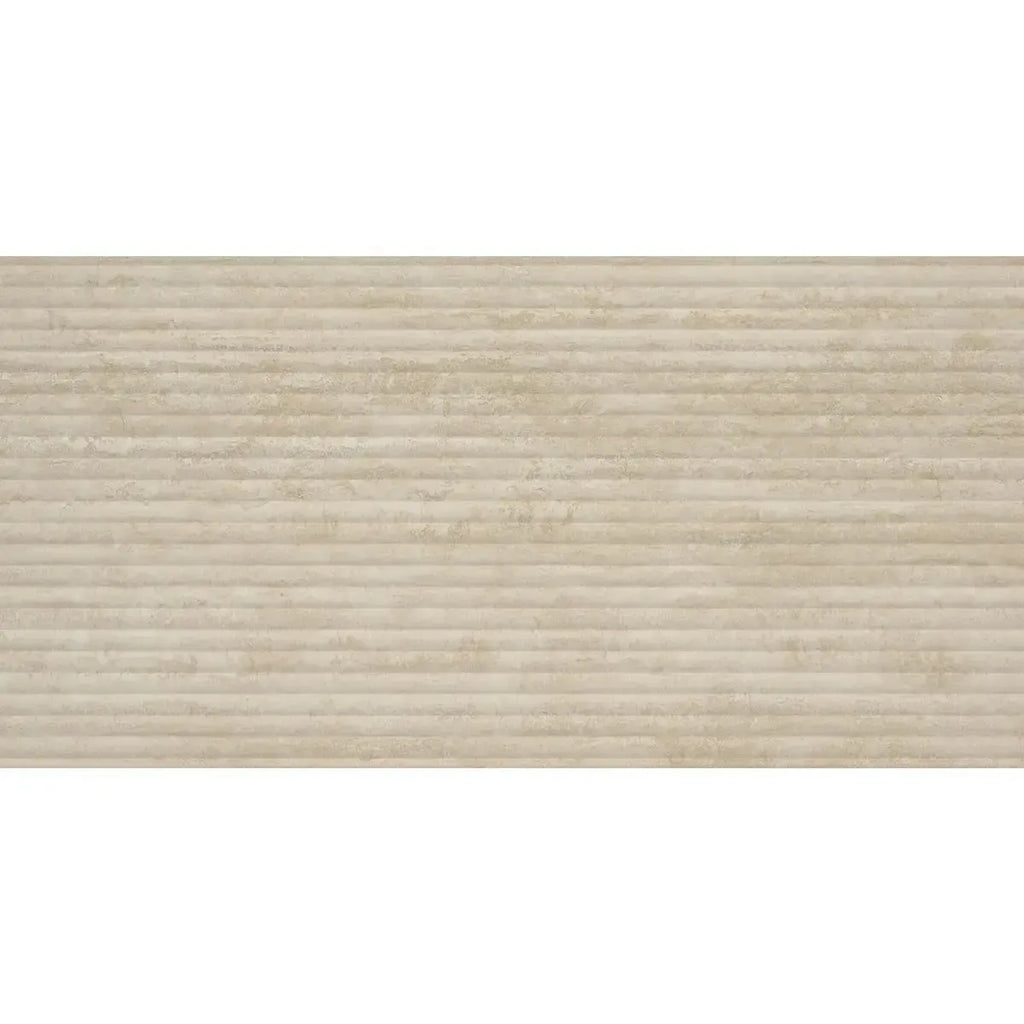 Eterica Fluted Sand Travertine 24x48 Porcelain Tile | Tile Club